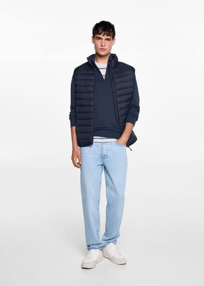Mango Quilted Gilet Dark Navy In Bleu Marine Foncé