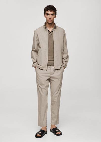 Mango Man Zipper Lyocell Jacket Grey In Grey