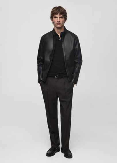 Mango Man Nappa Leather-effect Jacket Black In Black