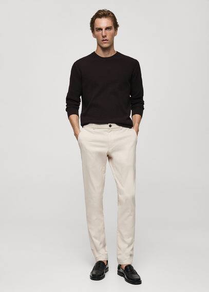 Mango Pantalon Chino Slim Fit Serge In Écru