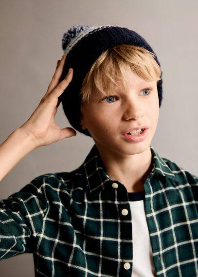 Bonnet jacquard pompon