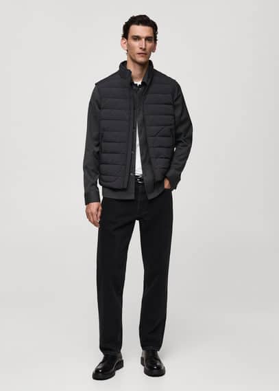 Mango Man Water Repellent Quilted Gilet Charcoal In Charcoal