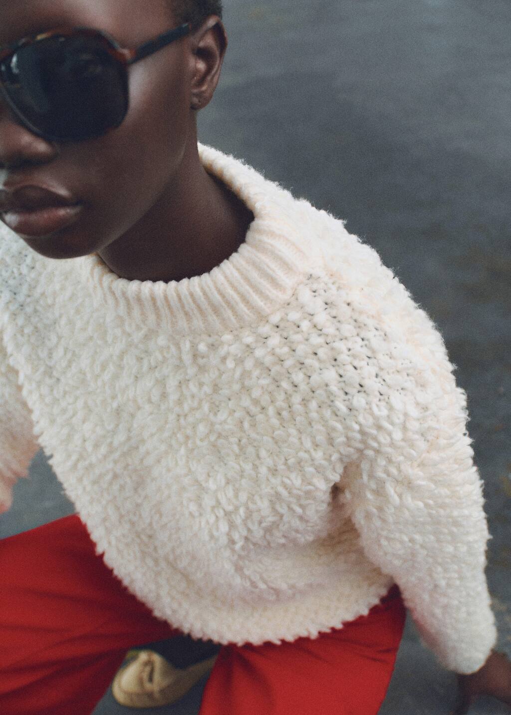 Round-neck bouclé sweater