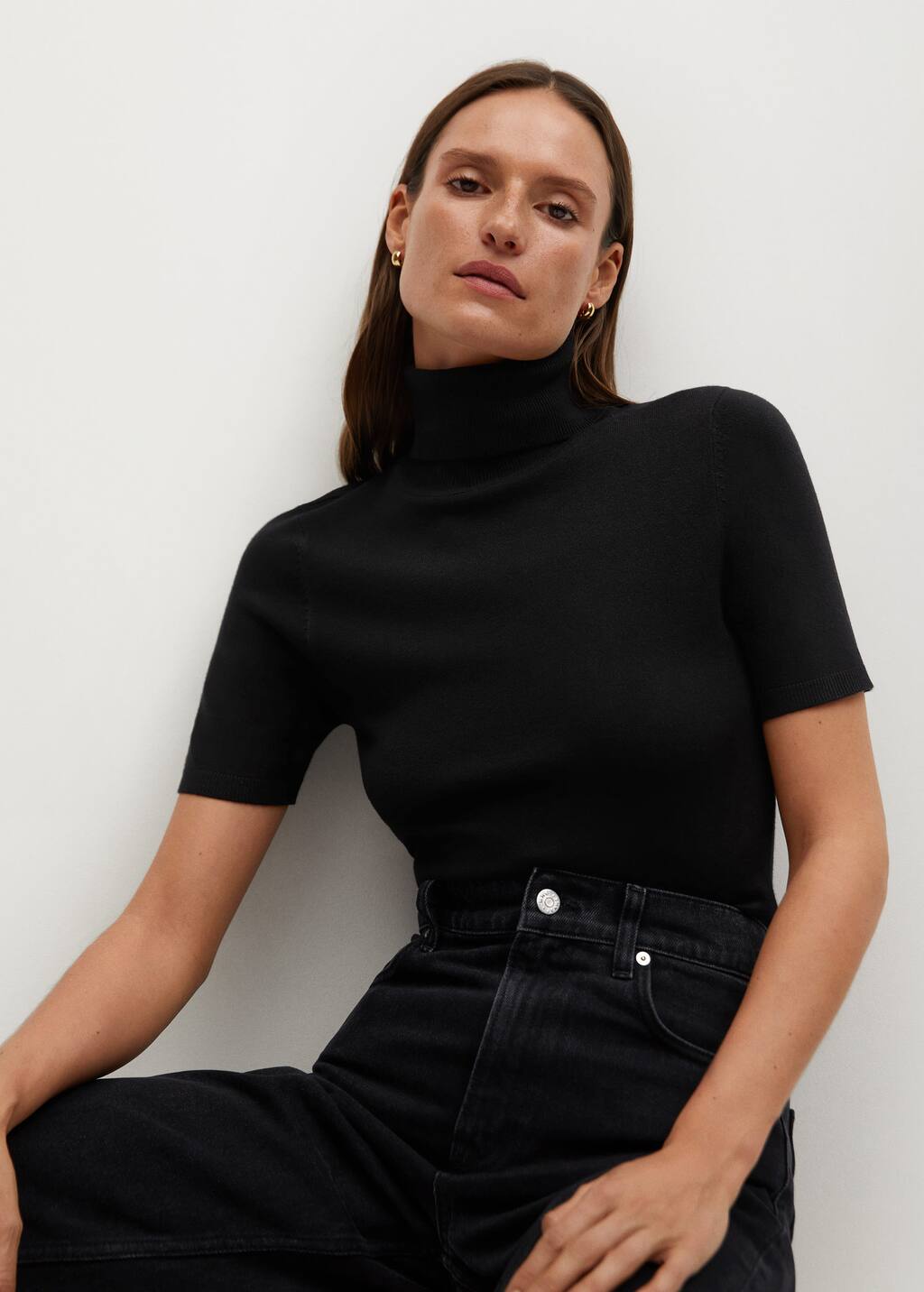 Fitted black turtleneck sweater women's Outlet