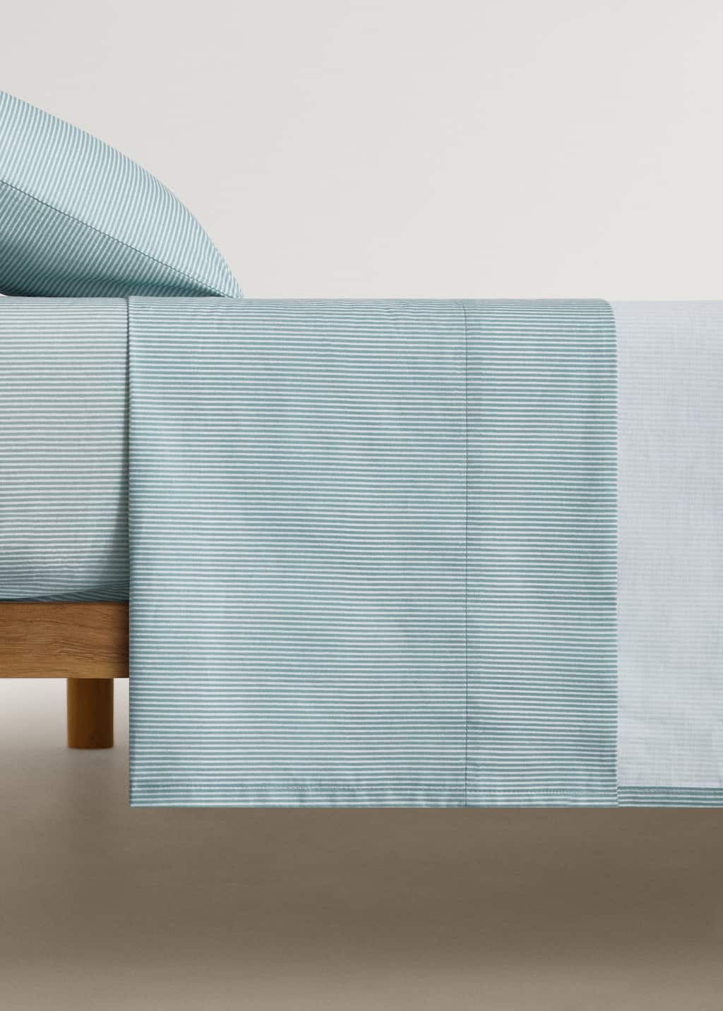 Mango Home Cotton Percale Striped Top Sheet For Crib In Aqua Green