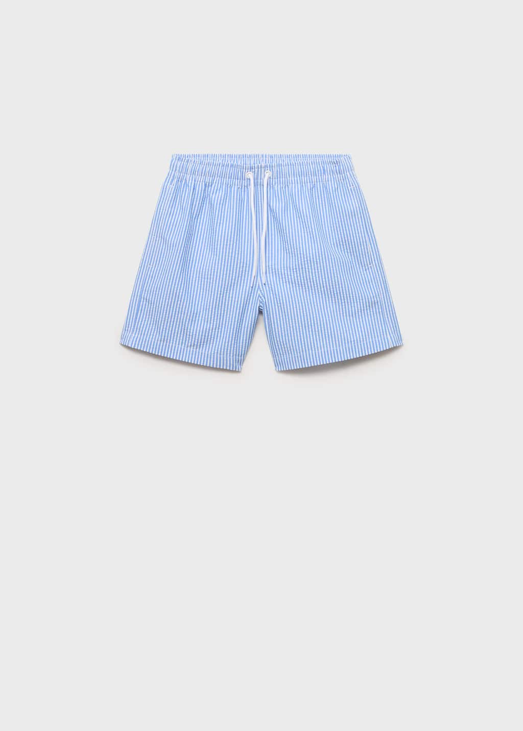 Mango Seersucker Striped Swimsuit Blue In Blue