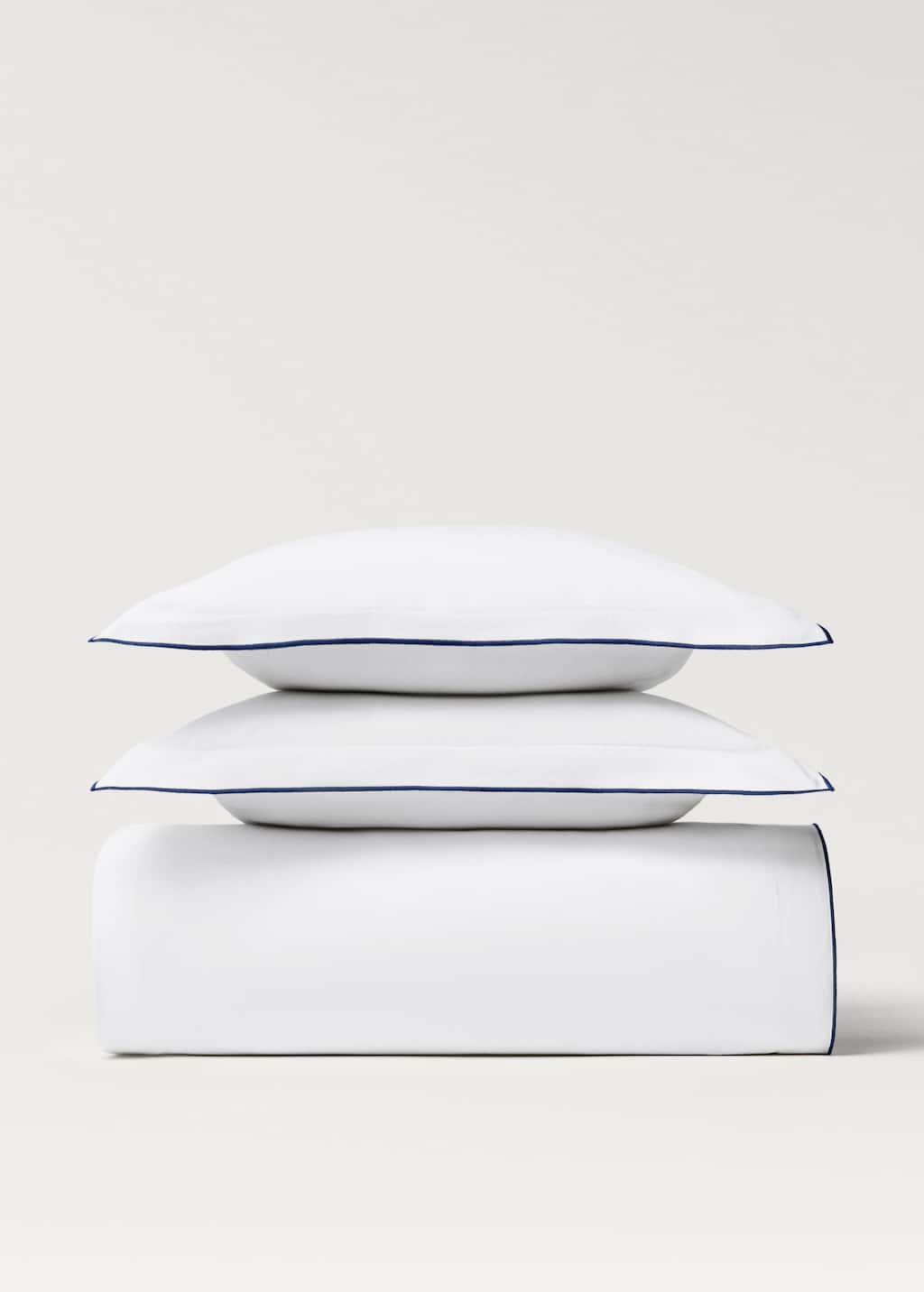 Cotton percale duvet cover with contrasting overlock stitching for  180/200 cm bed