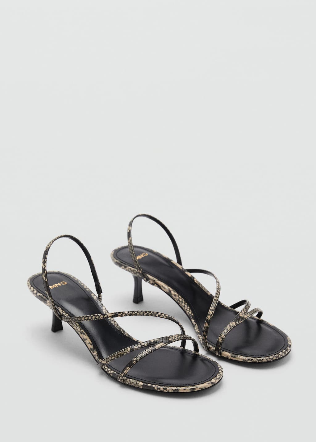 Shop Mango Strappy Heeled Sandals Grey