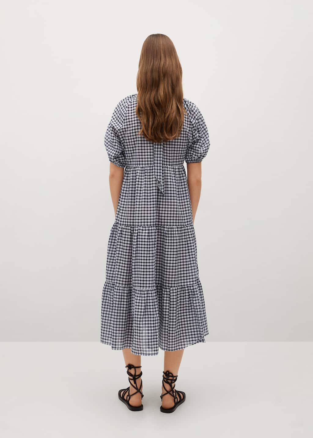 mango check pattern midi dress