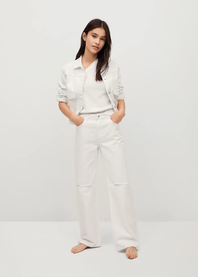 Jeans wideleg rotos decorativos - Plano medio