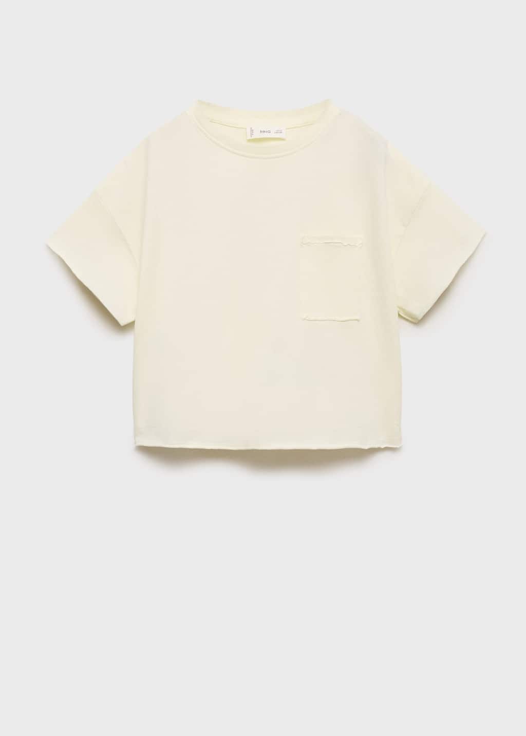 Mango Cropped T-shirt With Pocket Pastel Yellow In Pastel Yellow