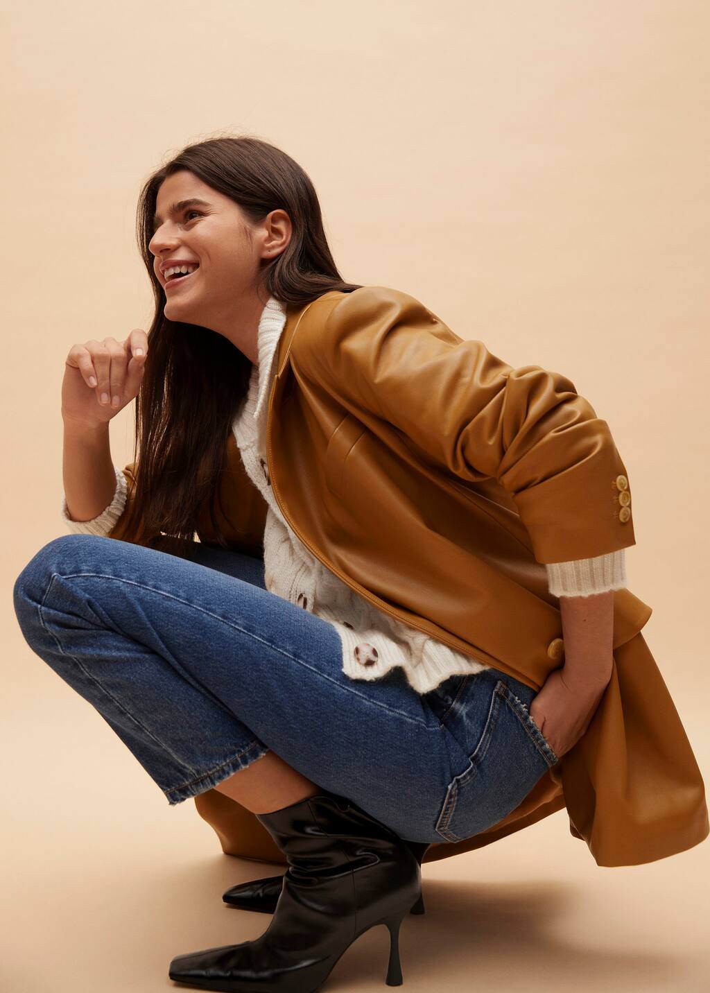 mango heel leather ankle boot