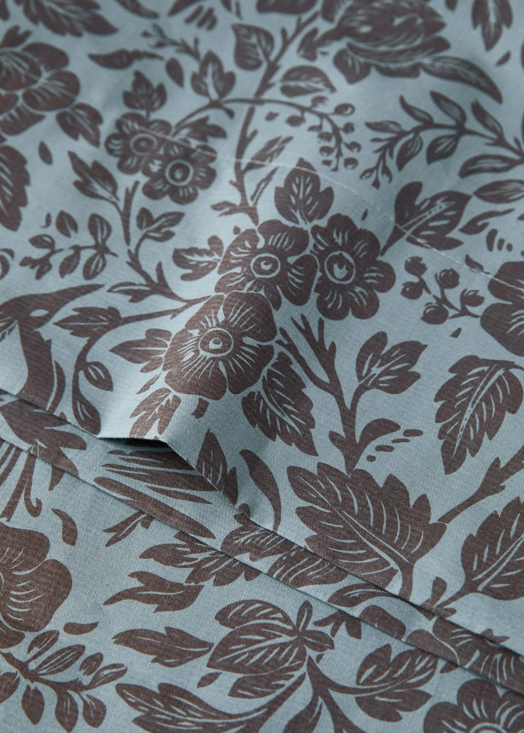 Cotton percale printed two-tone floral pillowcase 45x110 cm