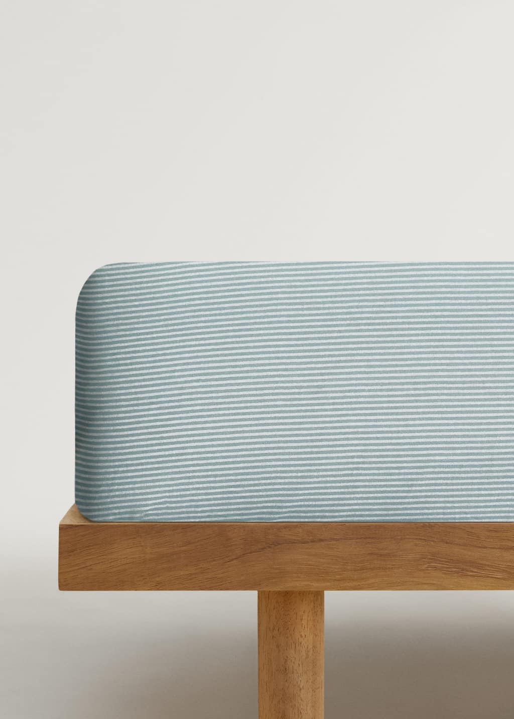 Mango Home Cotton Percale Striped Fitted Sheet For Cot Aqua Green In Aqua Green