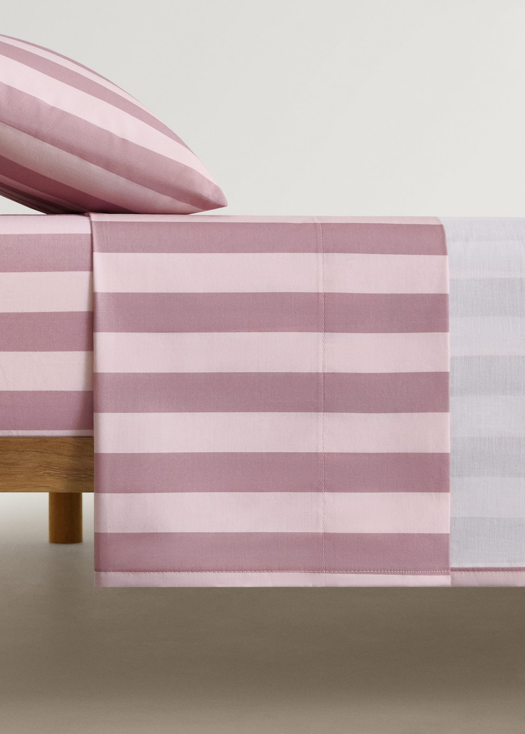 Mango Home Cotton Percale Top Sheet With Thick Stripes Crib Top Sheet Pink In Pink