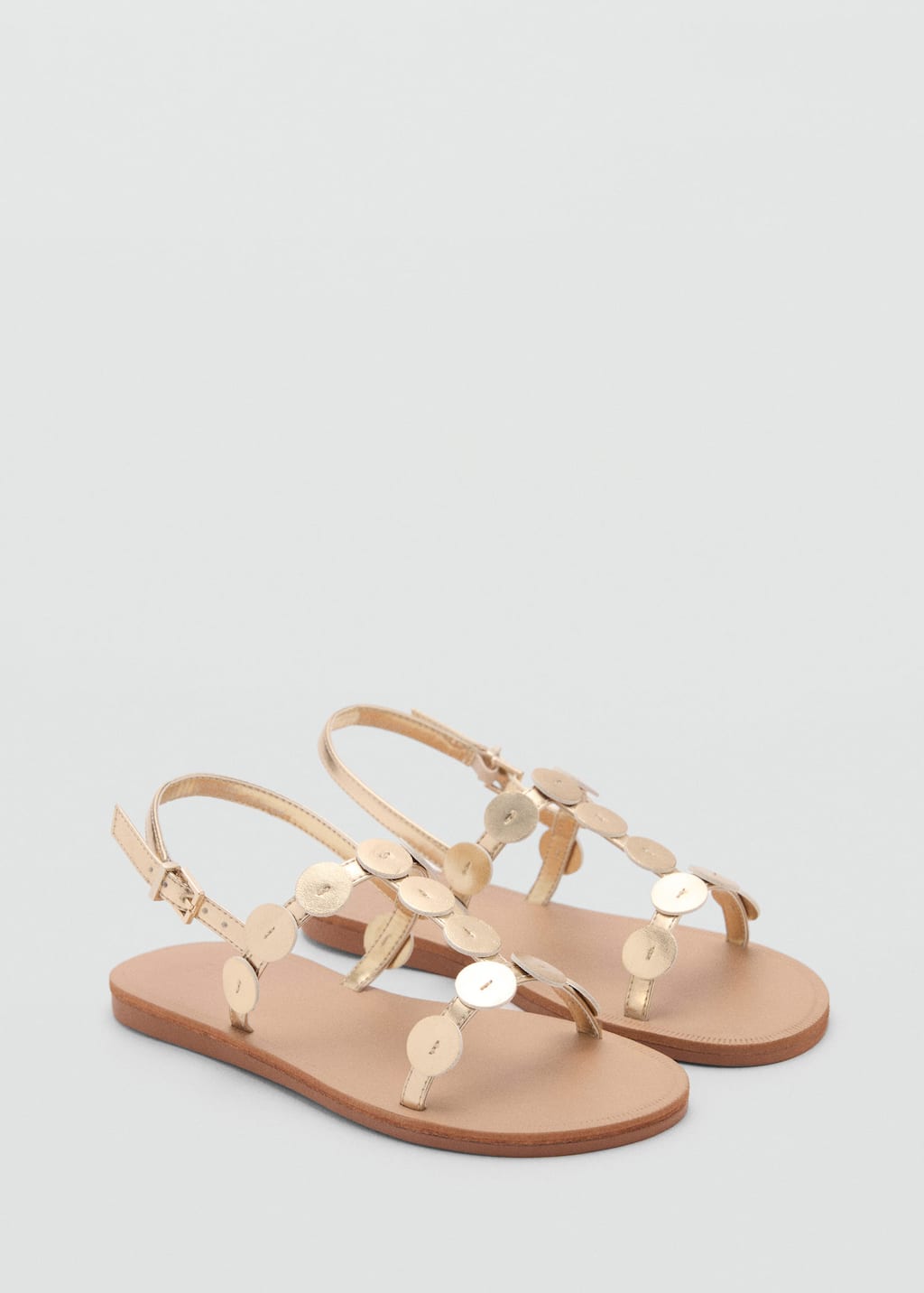 Mango Metallic Sandal With Decorative Coins Gold In Gold