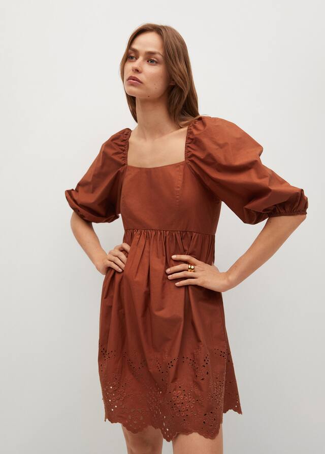 Φόρεμα ποπλίνα κέντημα - Μεσαίο πλάνο