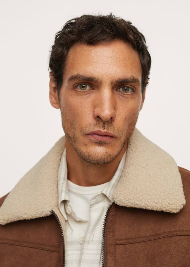 Shearling-lined aviator jacket - Men | Mango Man United Kingdom