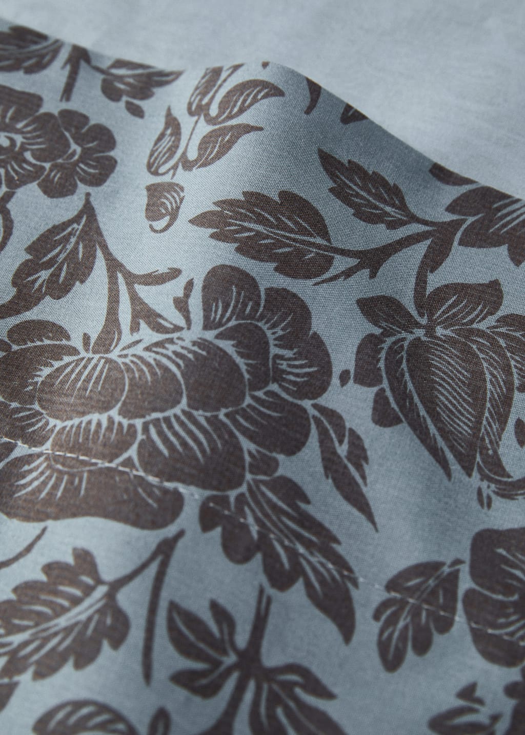 Cotton percale printed two-tone floral top sheet for 150/160 cm bed