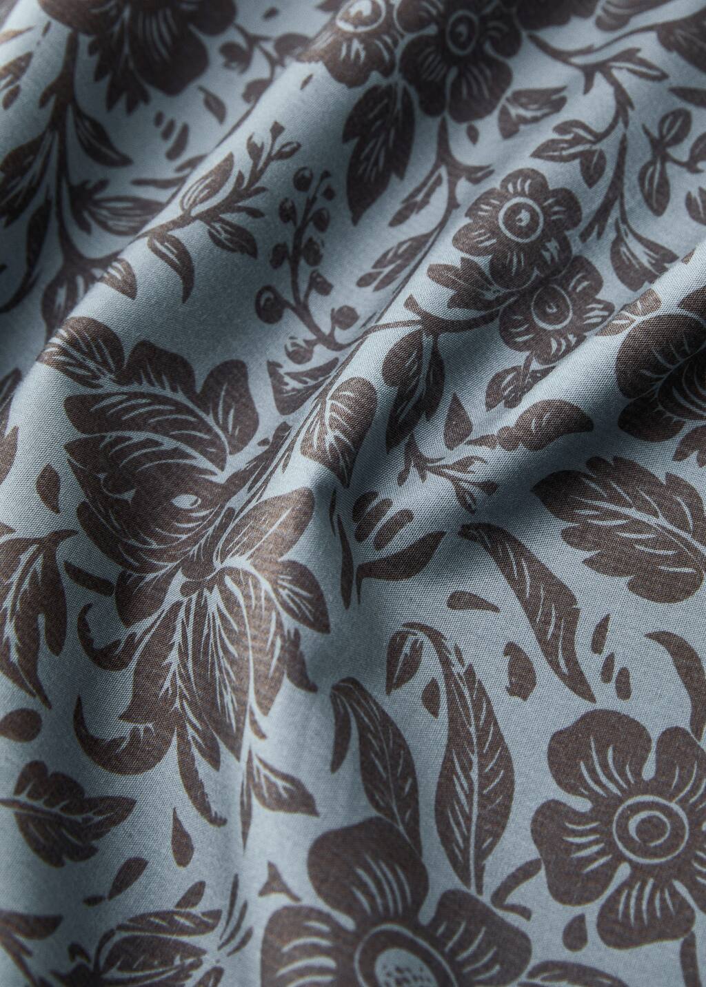Cotton percale printed two-tone floral top sheet for 150/160 cm bed