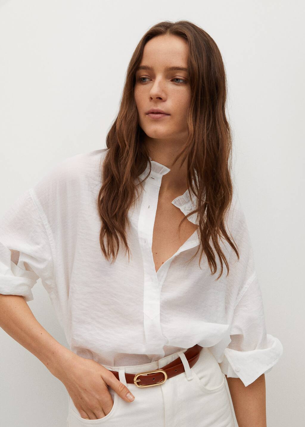 mango textured flowy blouse