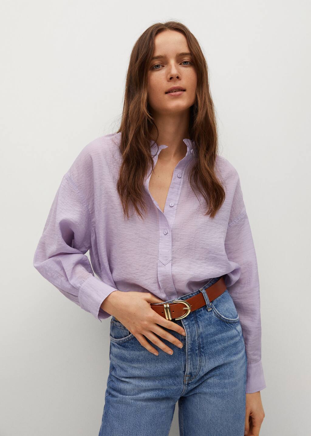 mango textured flowy blouse