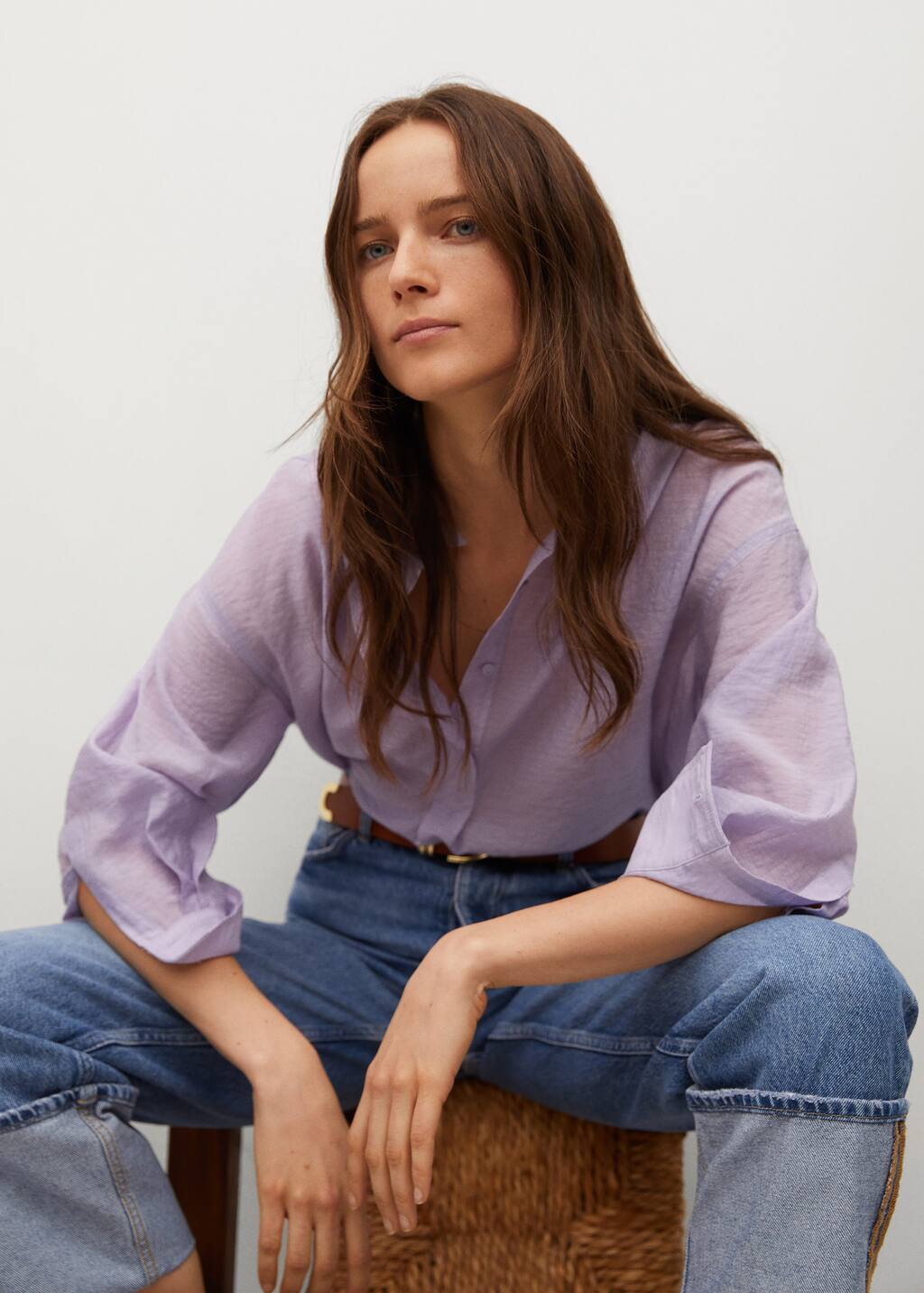 mango textured flowy blouse