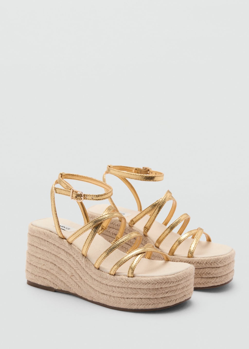 Mango Teen Metallic Straps Platform Sandal Gold In Gold