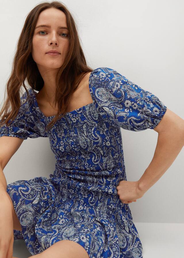 mango printed ruched dress