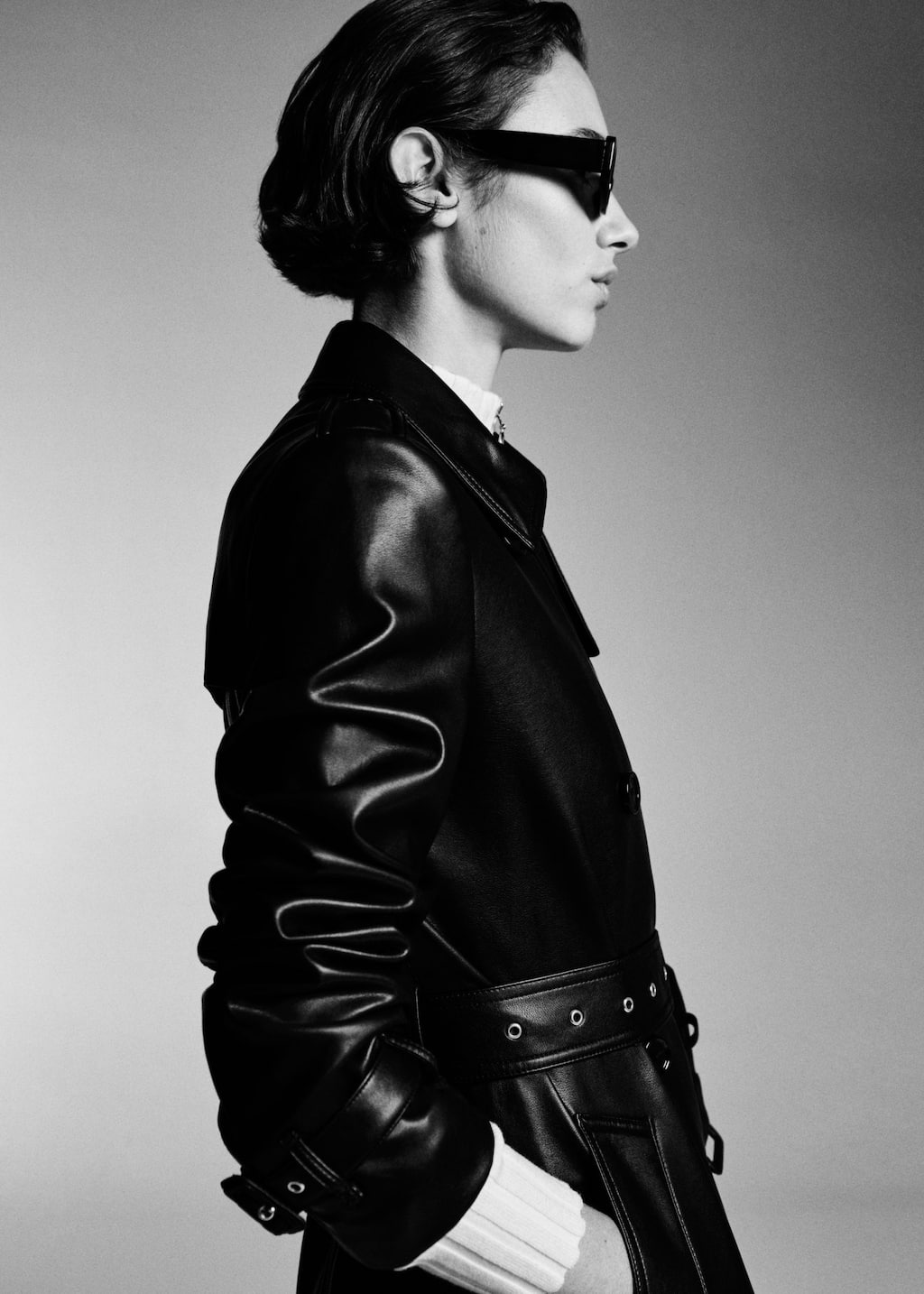 Leather-effect trench coat