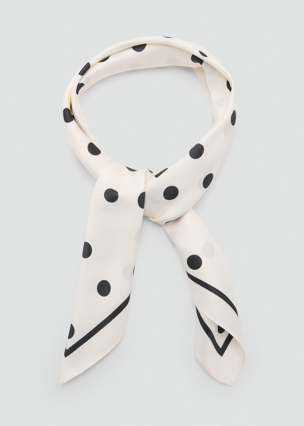 Mango Polka Dot Satin Scarf Ecru In Ecru