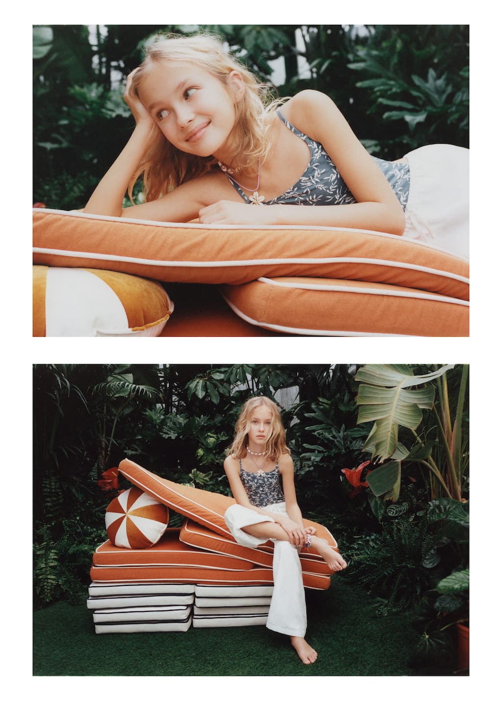 Leaf-print swimsuit