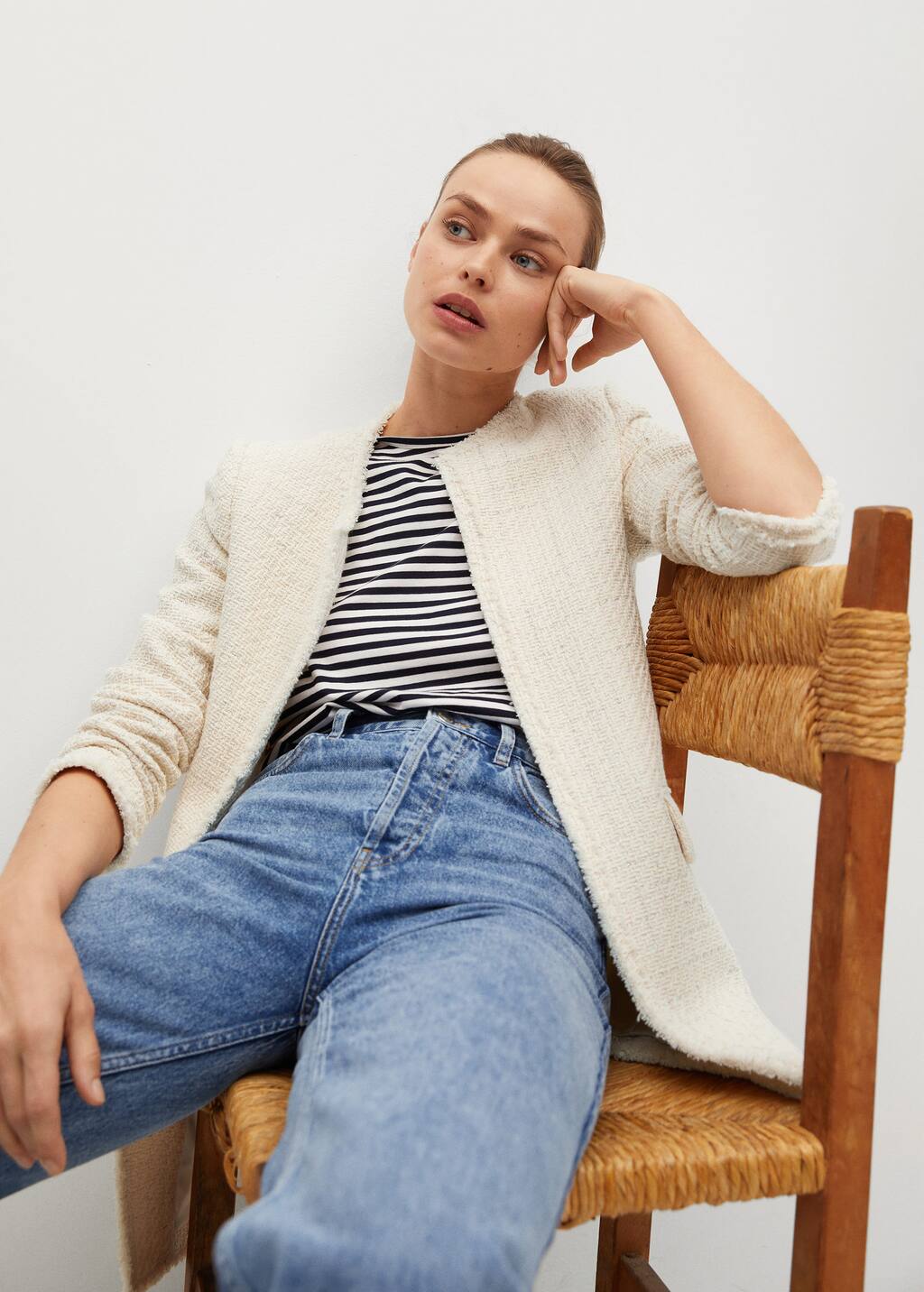 mango tweed cotton jacket