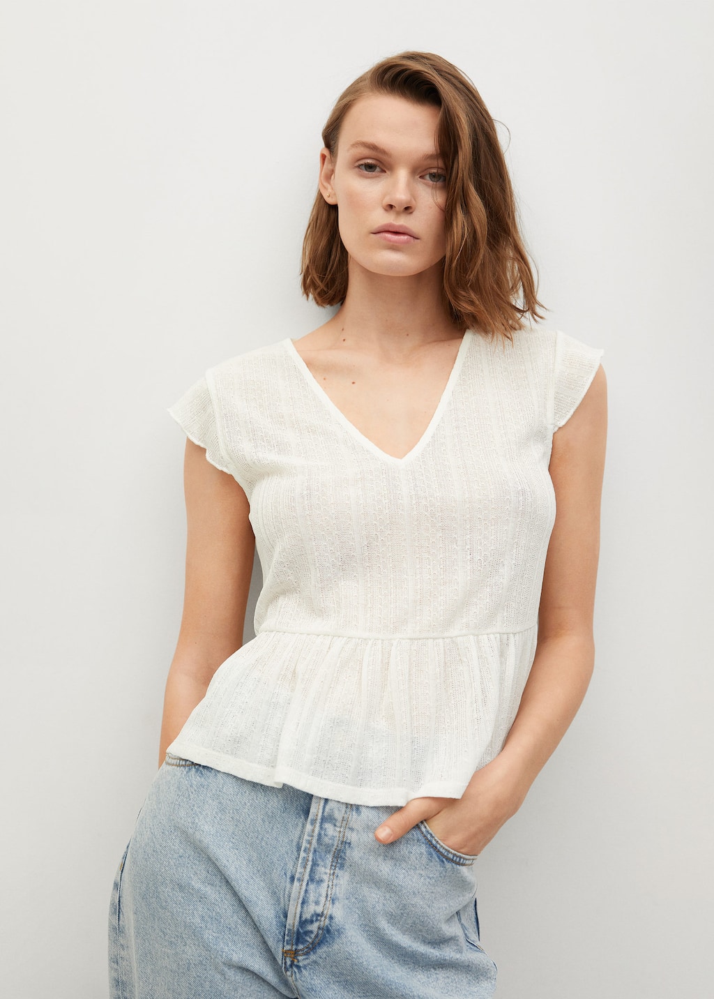 mango textured flowy blouse