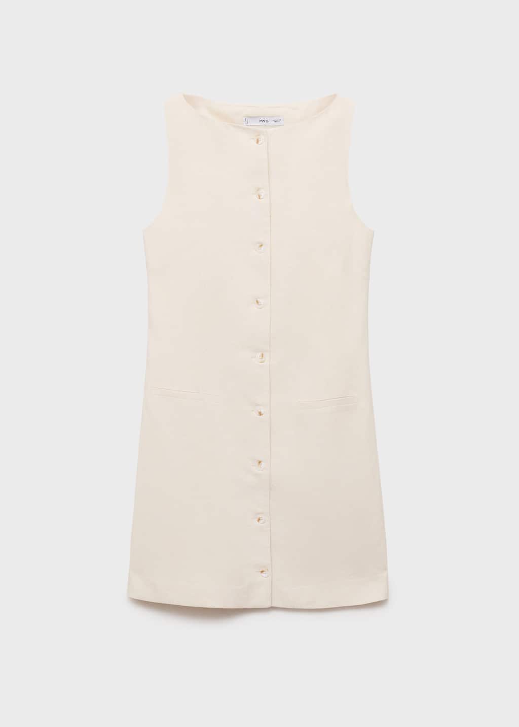 Mango Sleeveless Linen Blend Sheath Minidress In Neutral