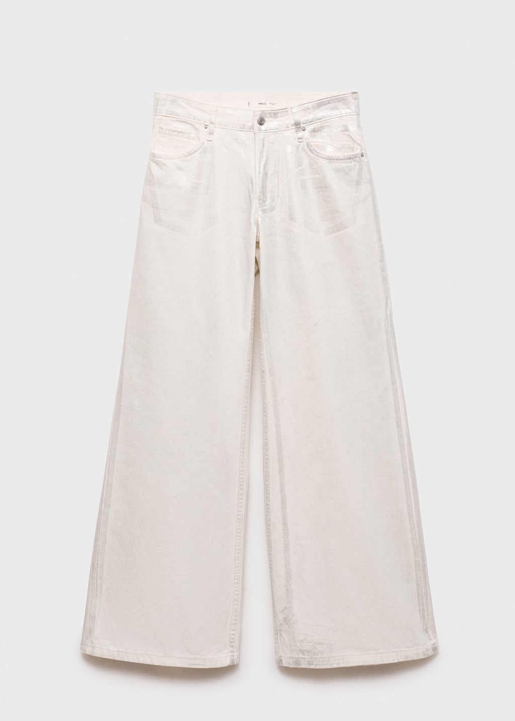 Metallic-finish wideleg jeans silver - Woman - 4 - MANGO