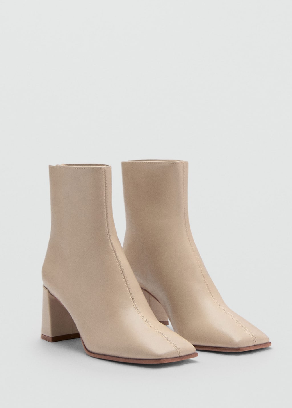 Mango Bottines Talon Bloc Bout Carré Écru - Femme - 42 - In Neutral