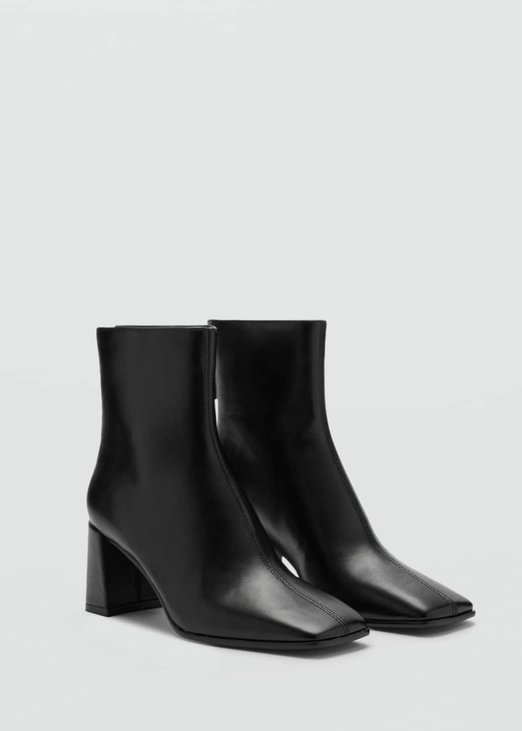 Mango Zipper Fastening Bootie Black In Black
