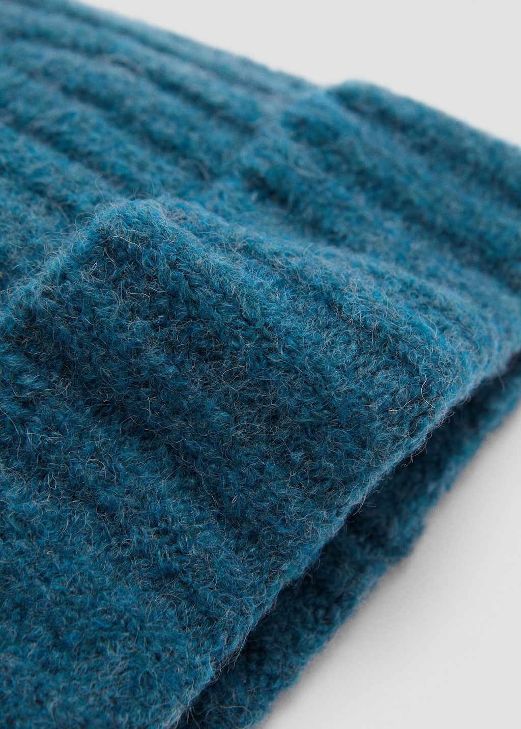 Mango Ribbed Knit Beanie Blue In Bleu