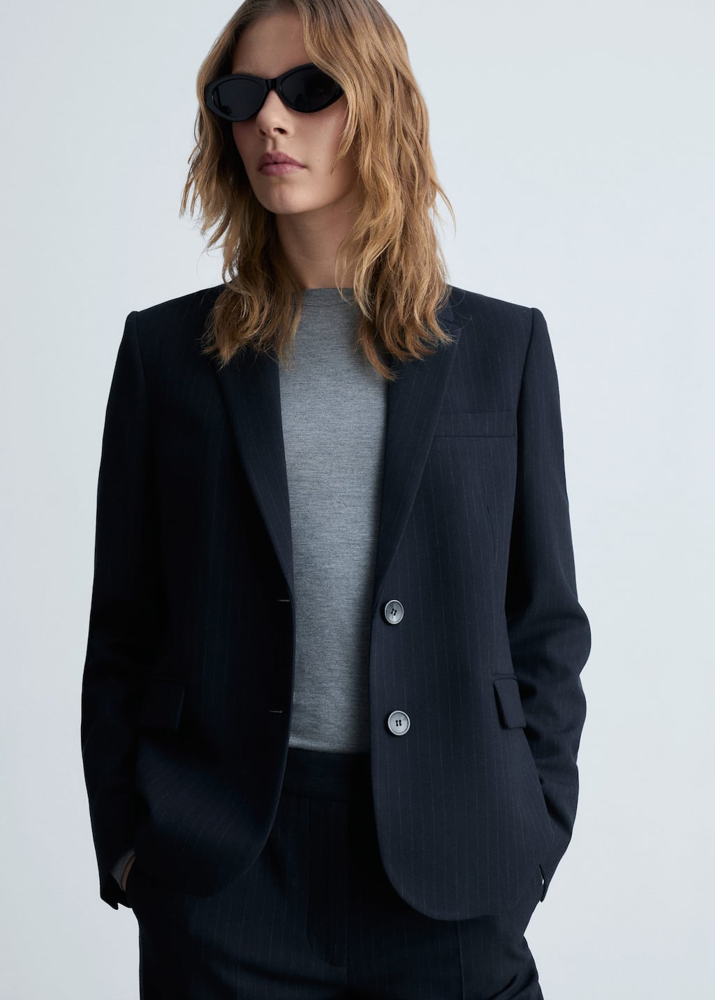 Pinstripe suit blazer