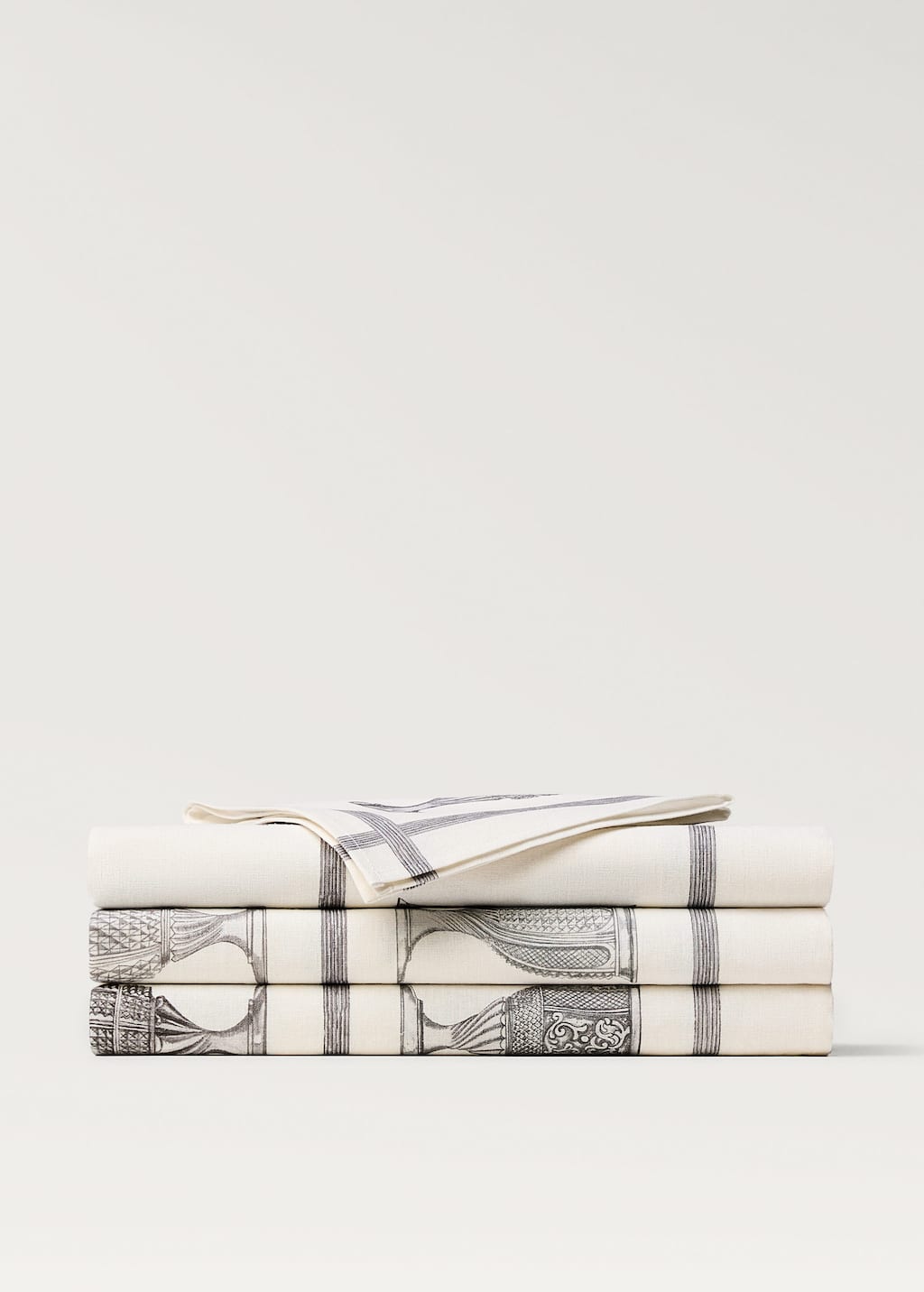 Mango Home Linen Cotton Tablecloth With Glass Print For 6 To 8 Diners Ecru