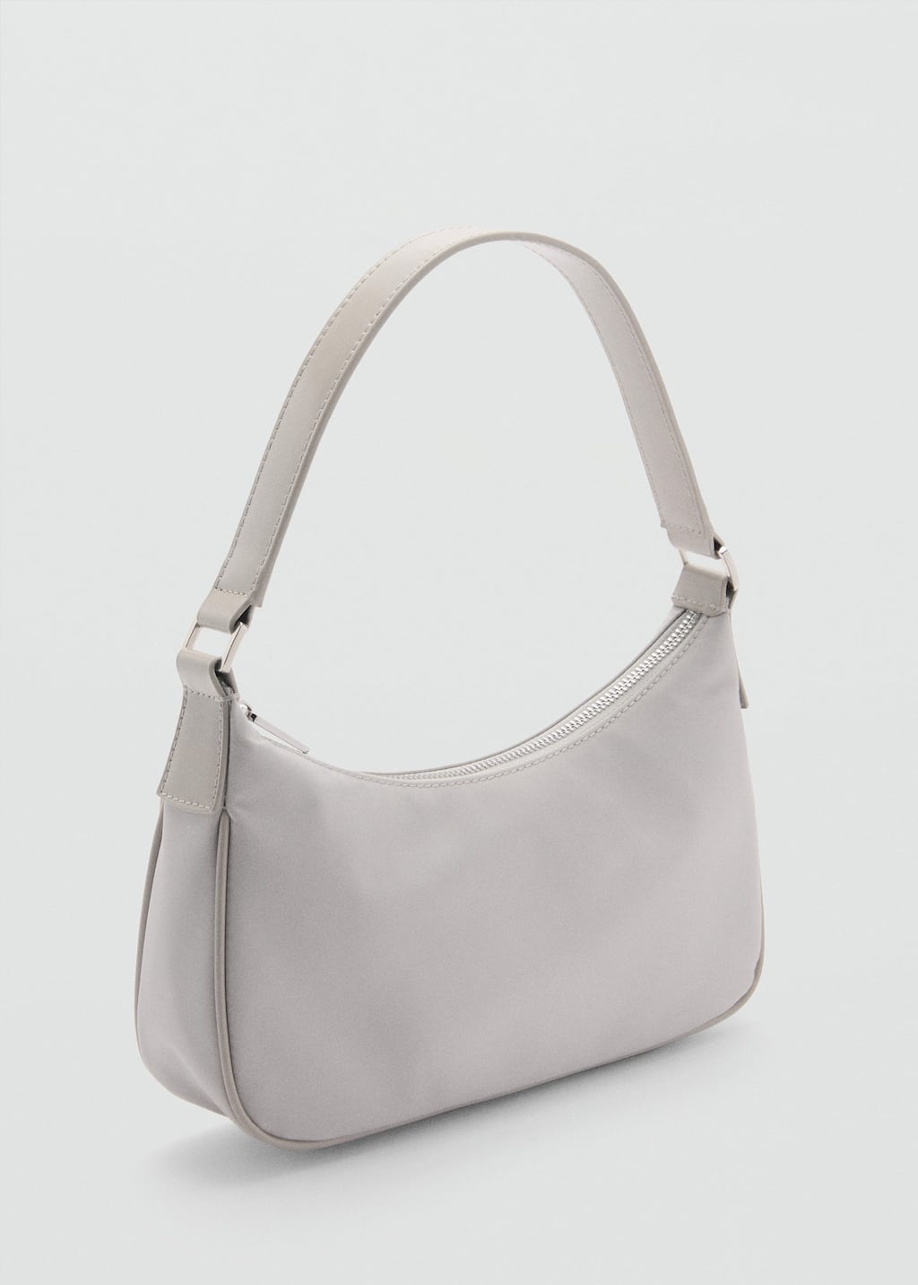 Mango Small Nylon Shoulder Bag Light/pastel Grey In Gray
