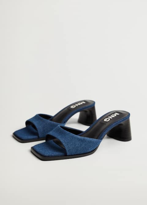 Sandale din denim cu toc - Plan mediu