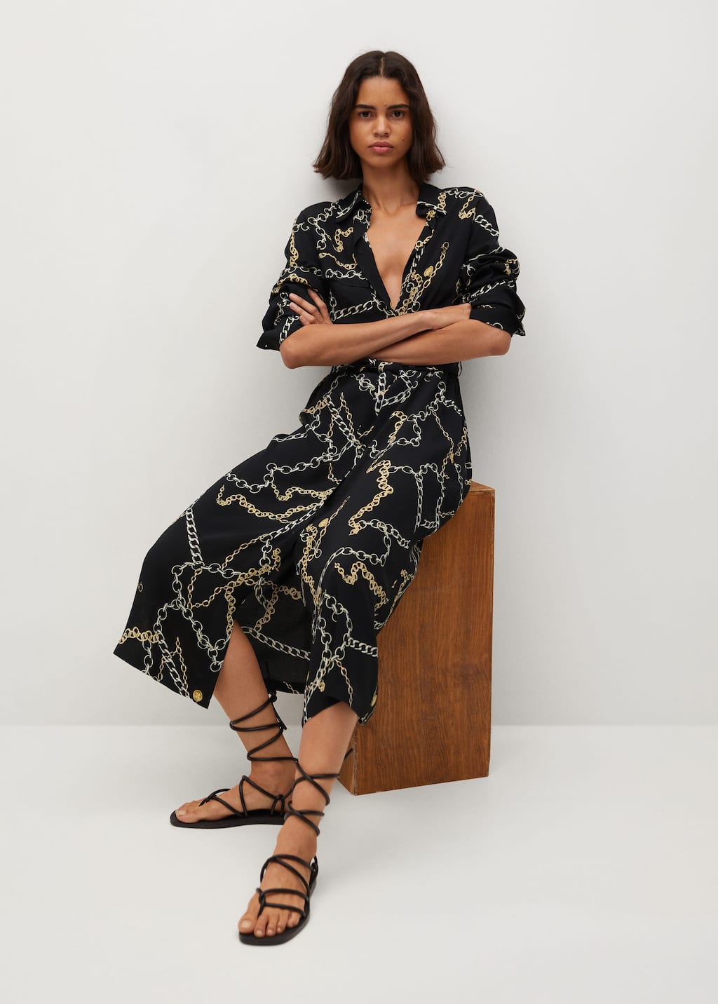 mango chain print dress