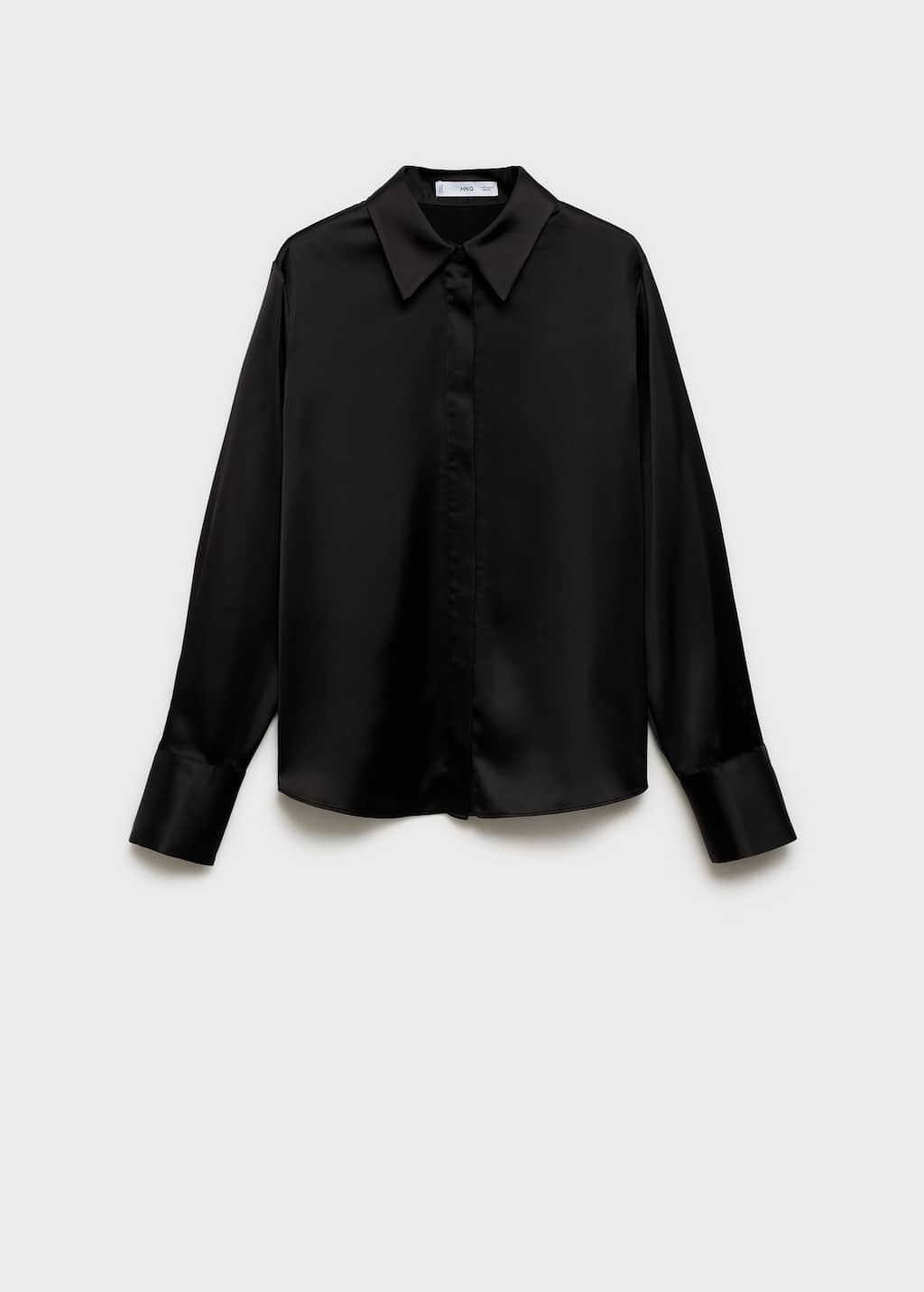 Shop Mango Chemise Satinée Boutons Dissimulés Noir - Femme - Xl - In Black
