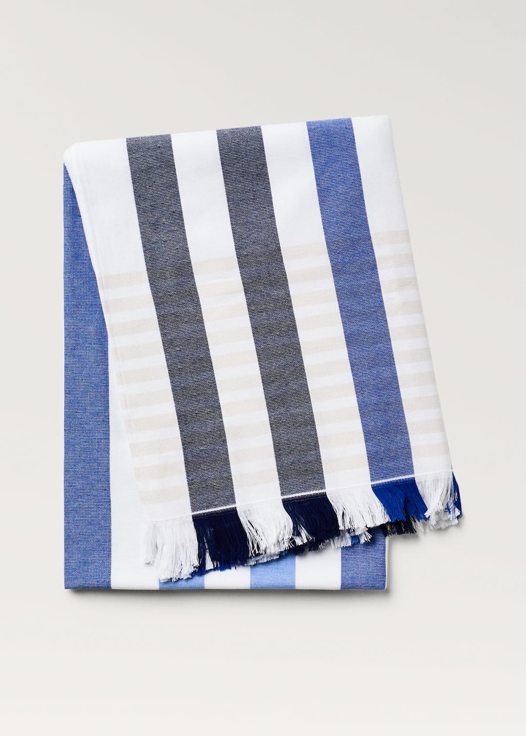 Mango Home Bicolor Stripe Cotton Beach Towel Blue