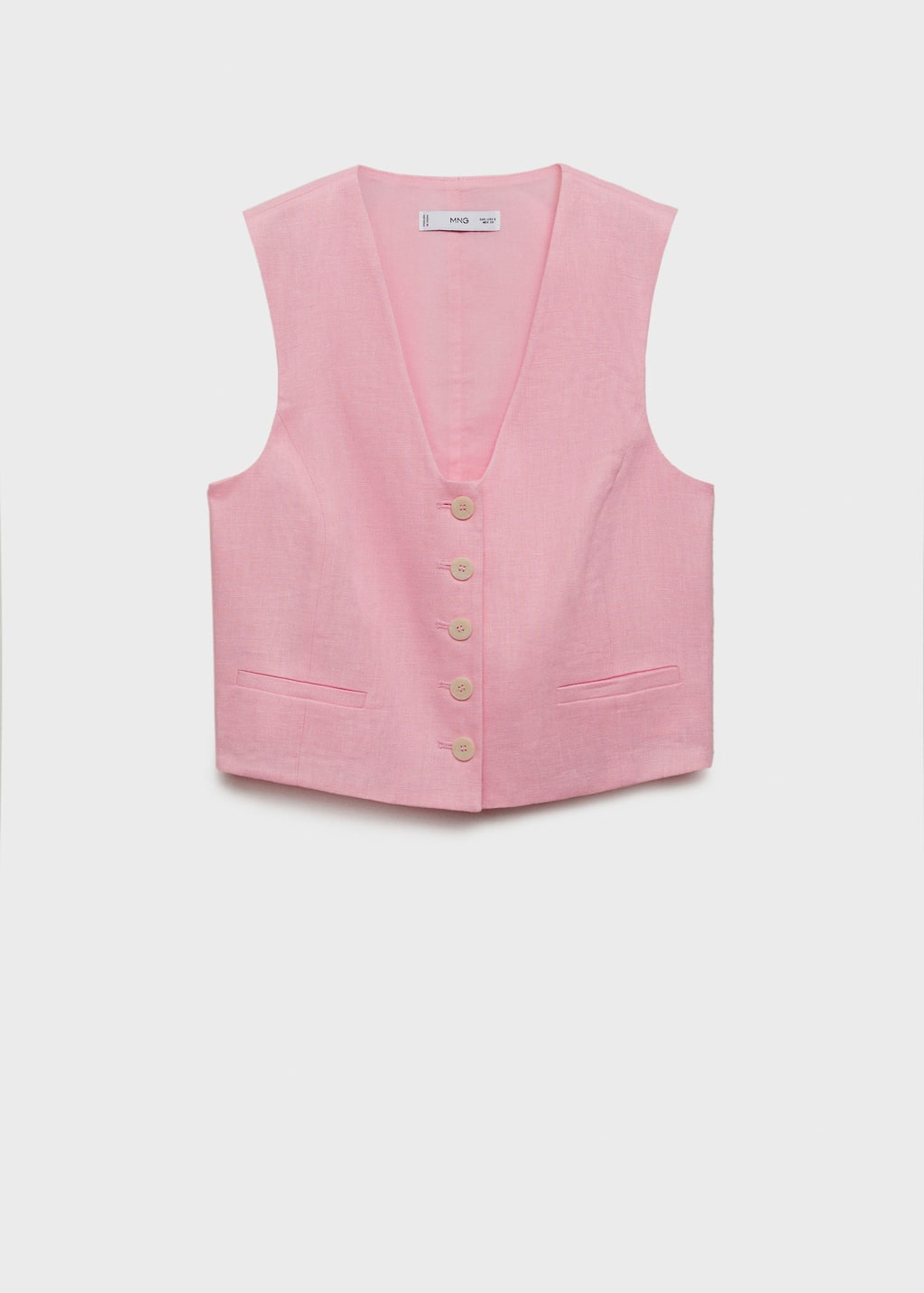 Mango Linen Suit Waistcoat Light Pink In Light Pink