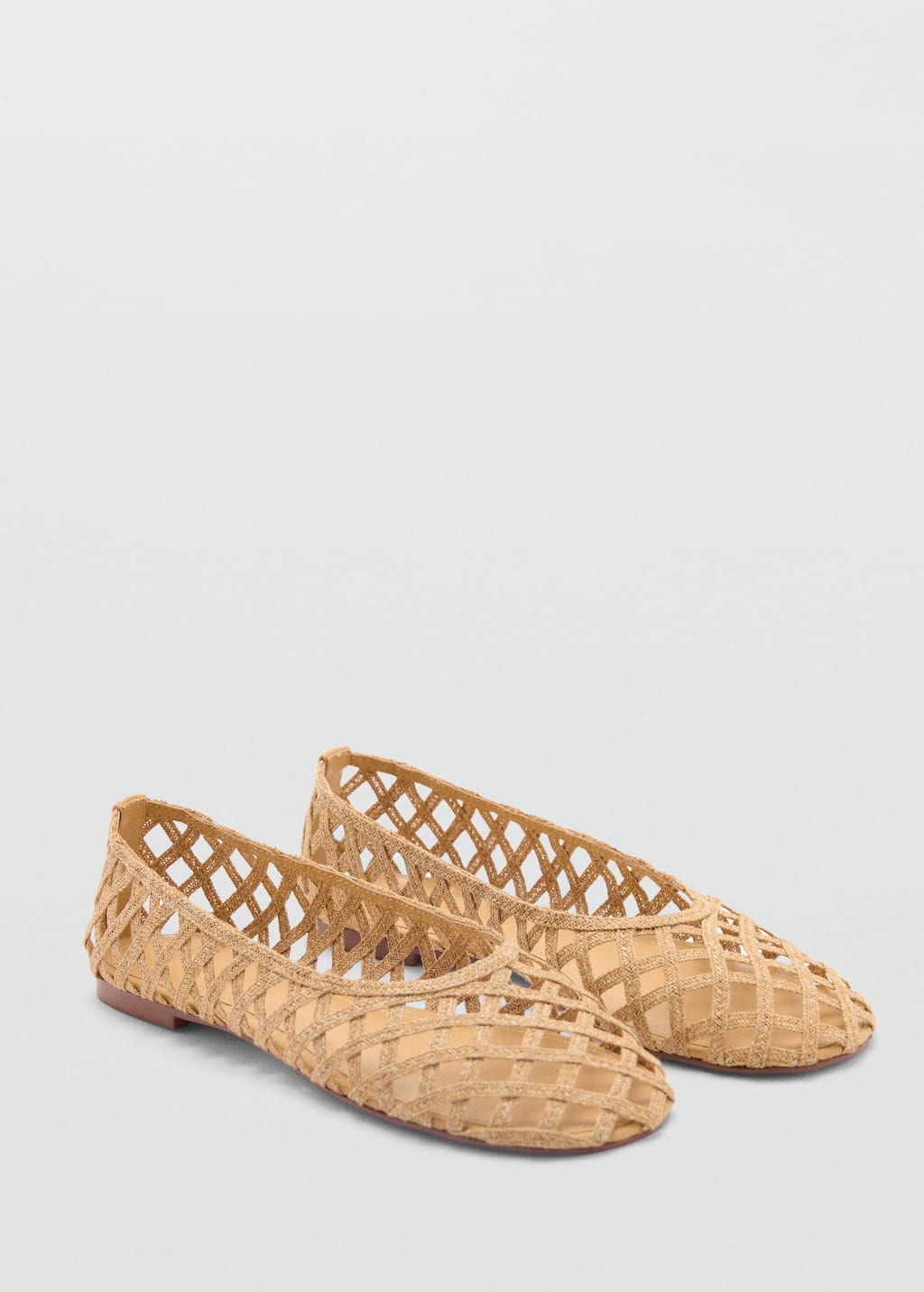 Mango Natural Fibre Ballerina Flats Medium Brown In Medium Brown