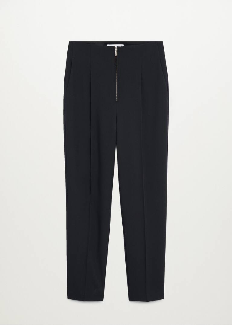 拉链褶皱裤 - 无模特商品