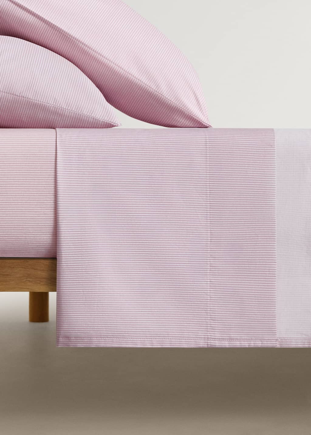 Mango Home Drap-housse Enfant Coton Percale Rayures Lit 90 Cm Rose Géranium - Home - Lit 90 Cm - In Medium Pink